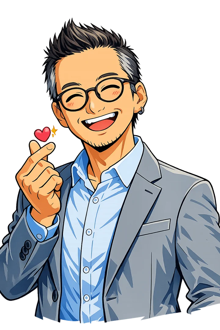 Ilustração do Prof. Marcelo Yoshida fazendo um coraçãozinho